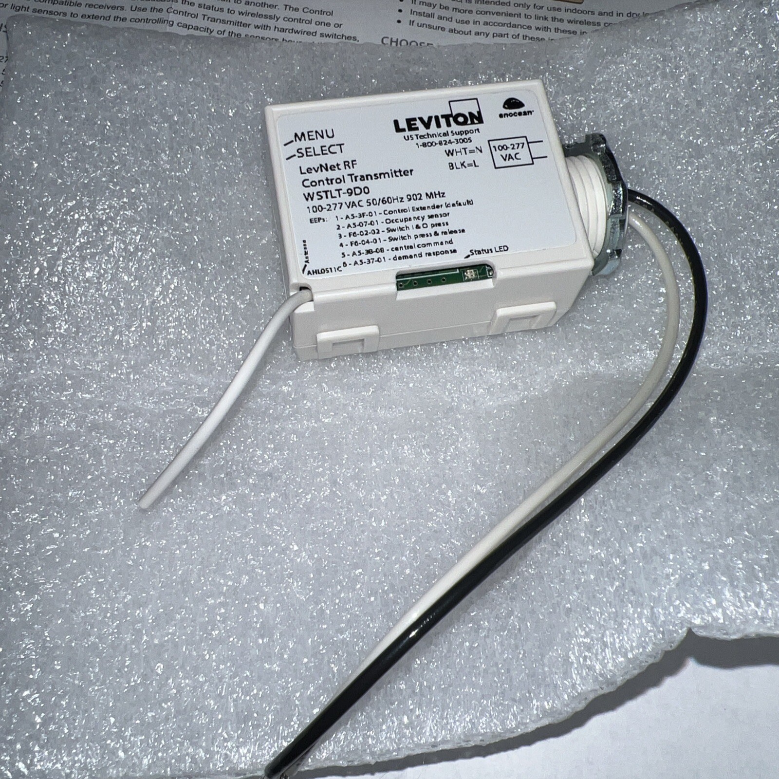 NEW Genuine ENOCEAN Leviton WSTLT-9D0 White Control Transmitter 100-277V 902 MHz