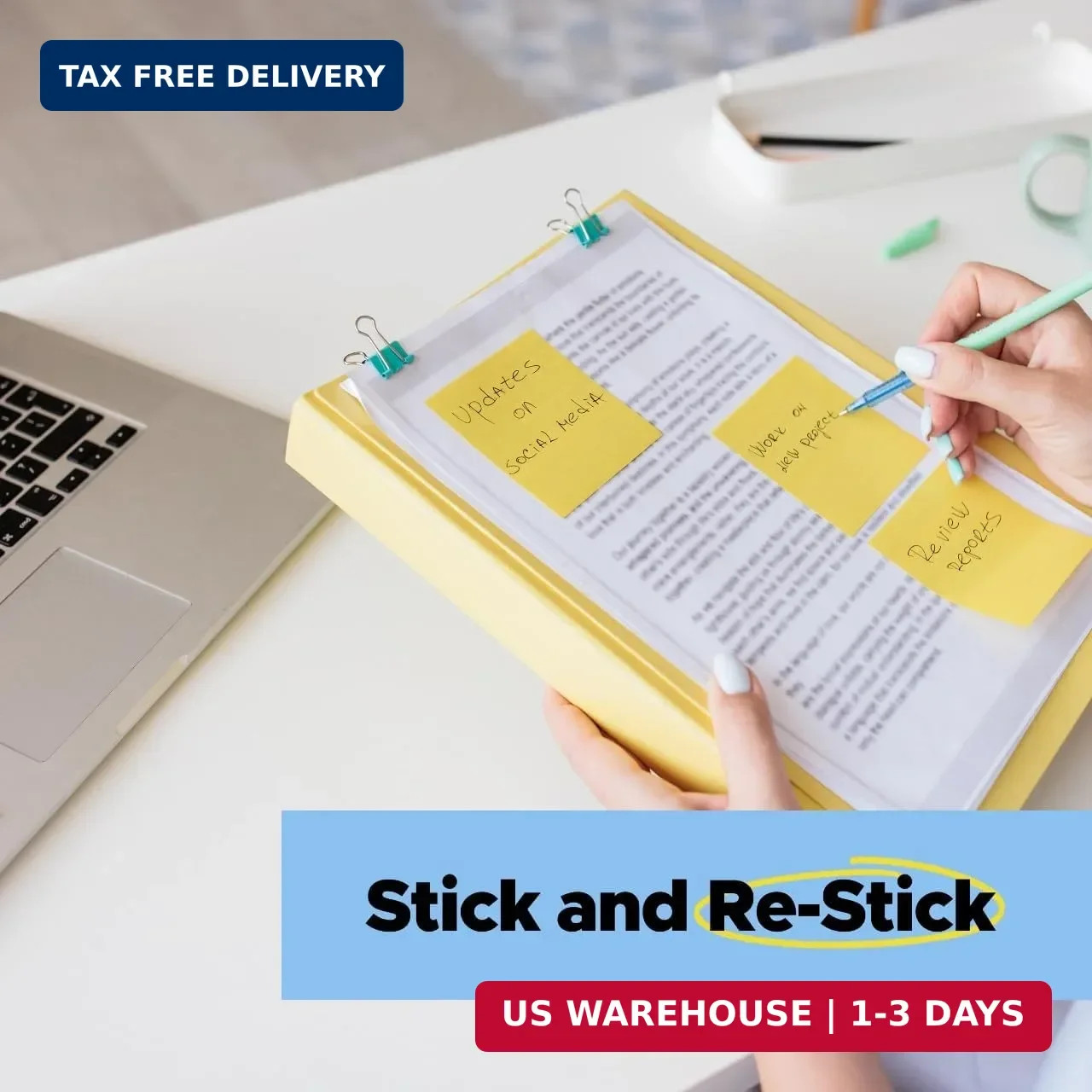 Post it Super Sticky Notes 3×3 Canary Yellow 5 Pads 70 Sheets 2X Sticking Power
