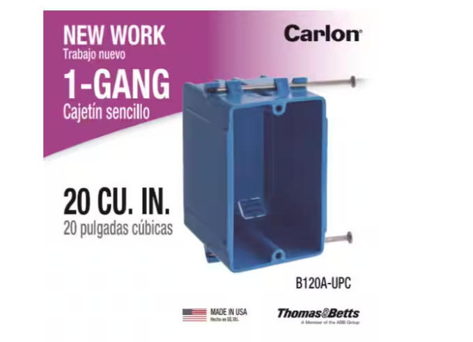 (QTY 100) Carlon 1-Gang Zip 20 Cu. In Non-Metallic Switch/Outlet Box B120A