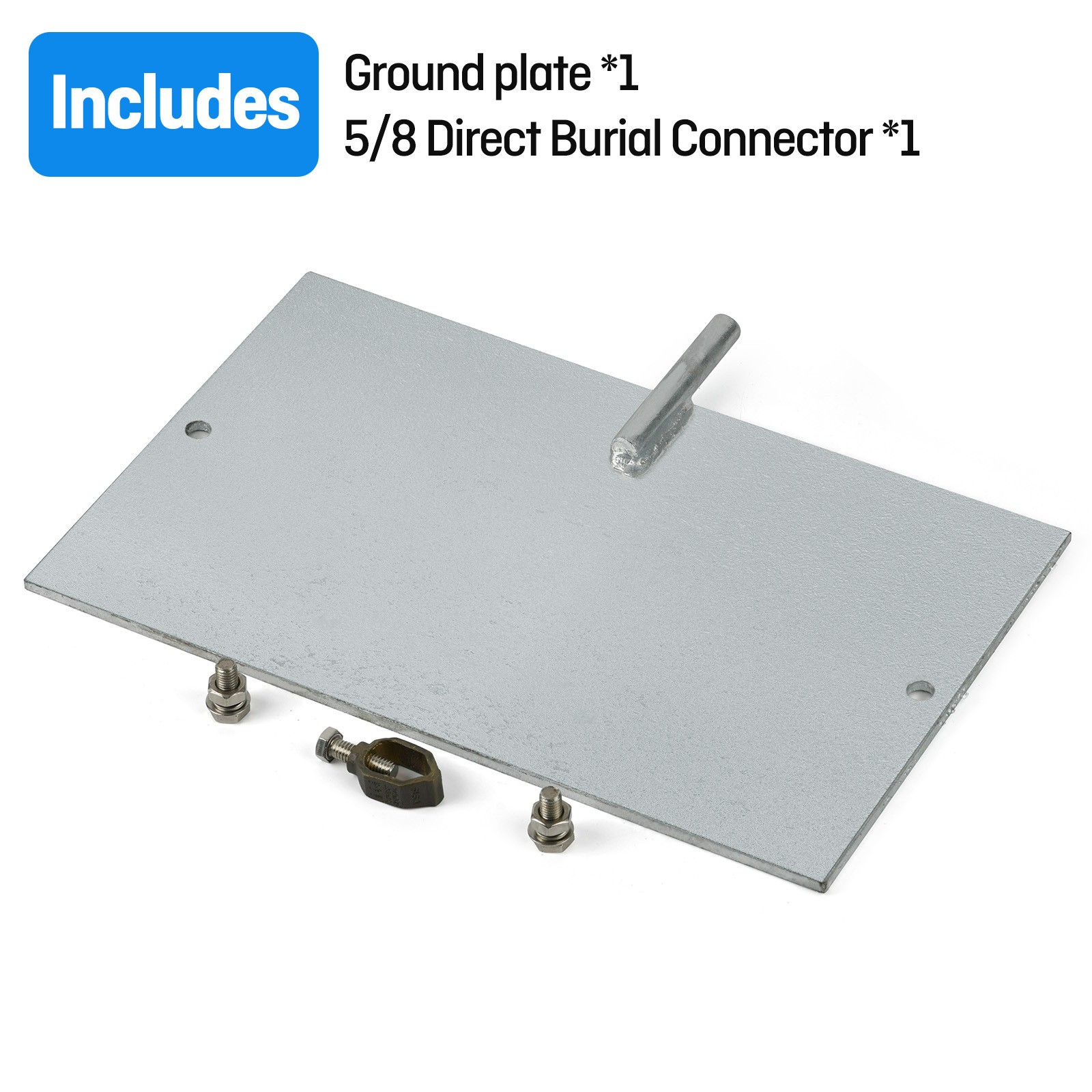 Steel Ground Plate,HDG Grounding Rod, with 5/8 Direct Burial Ground Clamp