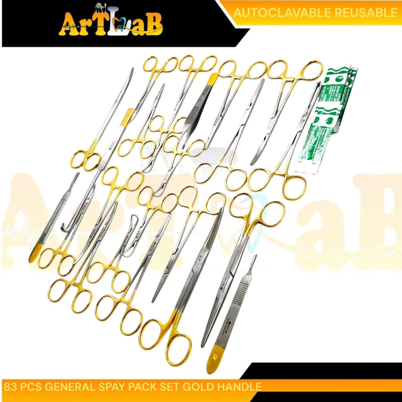 SPAY PACK KIT GERMAN PREMIUM QUALITY 101 PCS VETERINARY DENTAL SURGICAL TOOLS