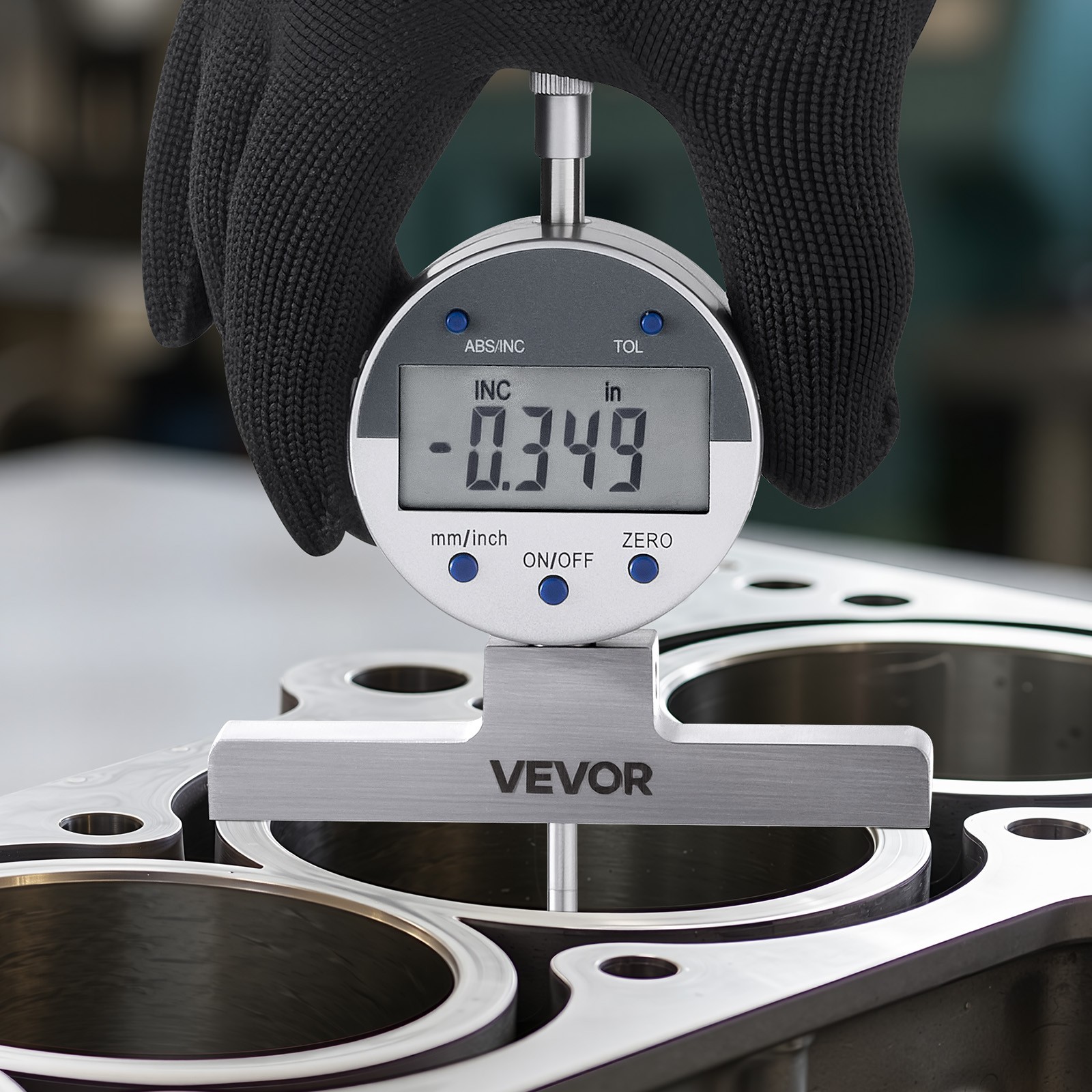 VEVOR Digital Depth Gauge 0-22in Range Precision Micrometer with 4 Anvils