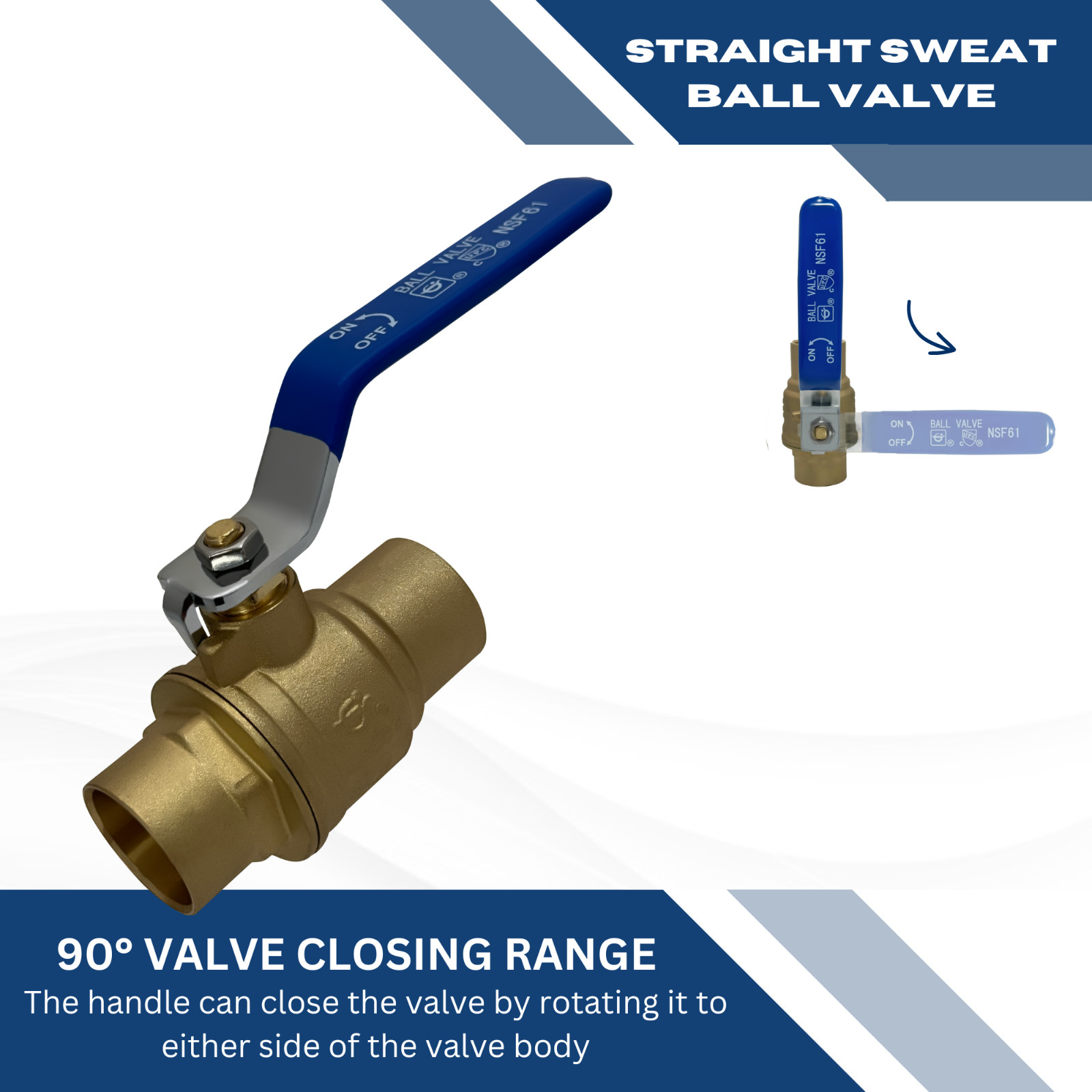 10 PIECES 3/4″ SWEAT BALL VALVE, LEAD FREE BRASS, FULL PORT, 600 WOG, 1/4 TURN