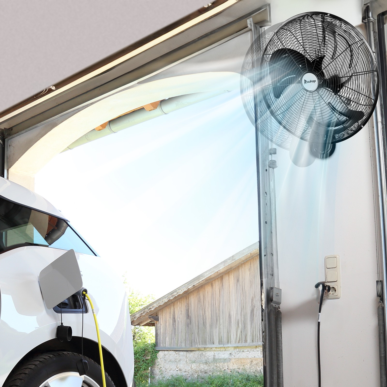 18» Industrial Wall Mount Fan Oscillating, 3-Speeds High Velocity Max. 4592 CFM