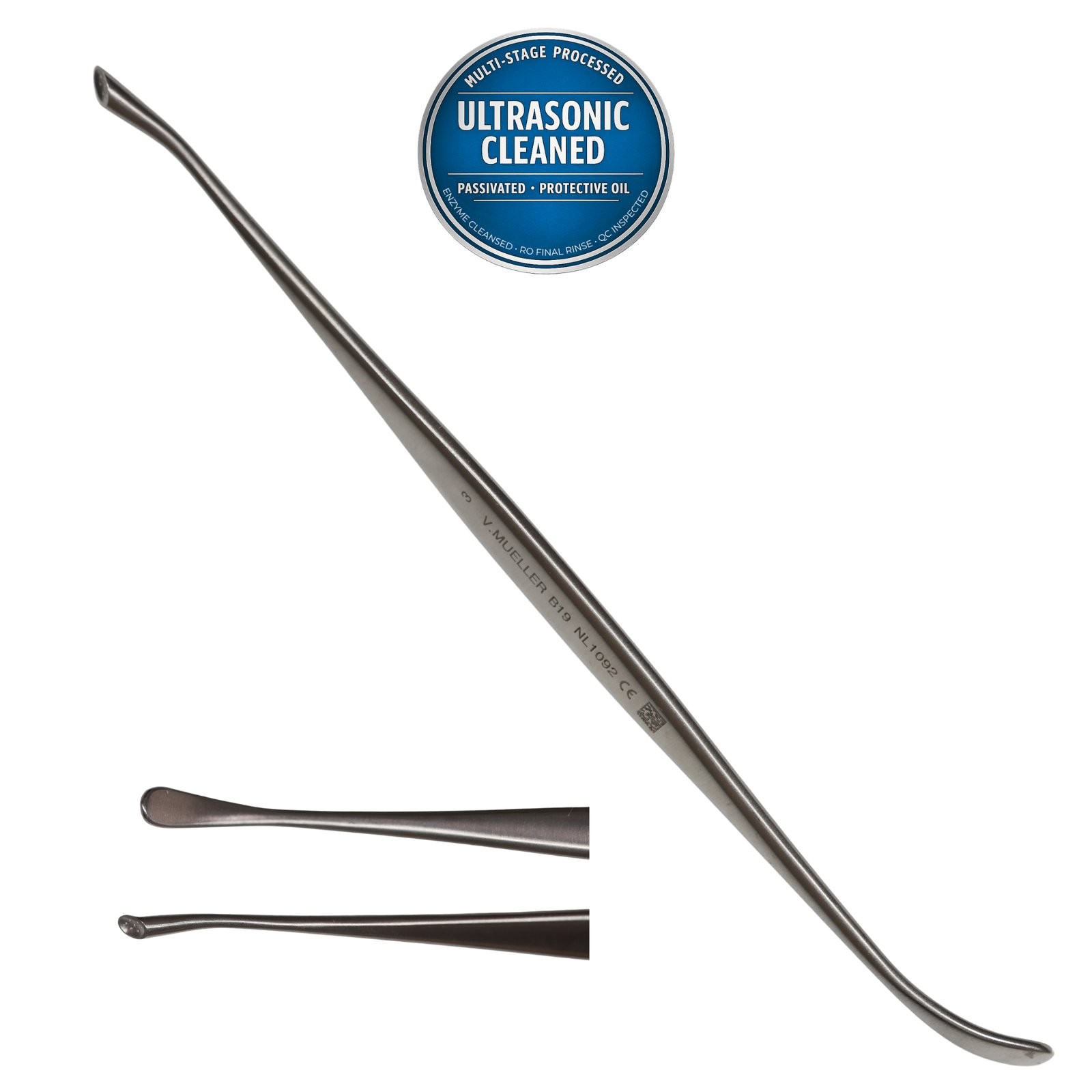 V. Mueller NL1092 Penfield Dissector, Curved, Double-Ended, #3, 7-1/4in