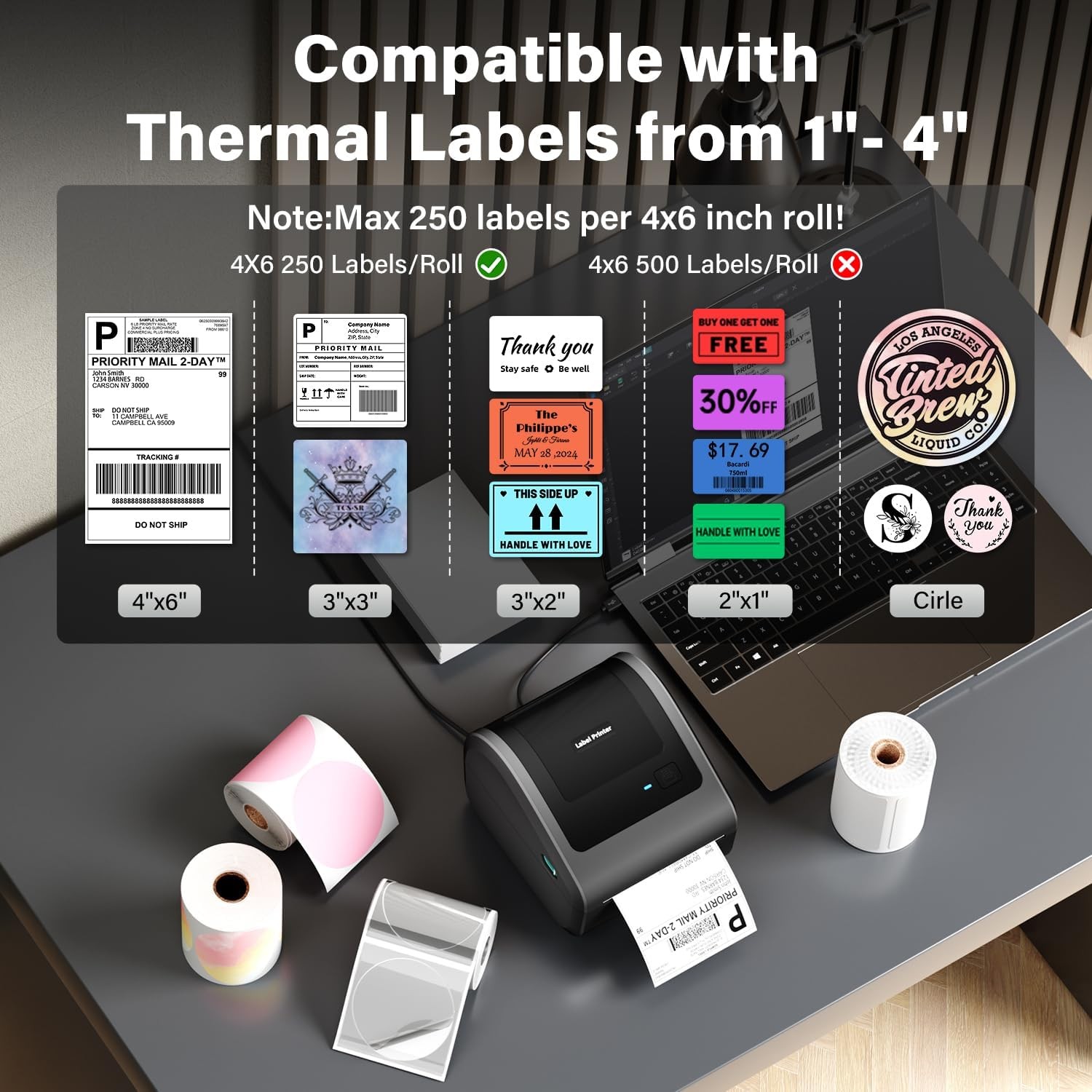 Phomemo Bluetooth Shipping Label Printer 4×6 Thermal for USPS FedEx UPS