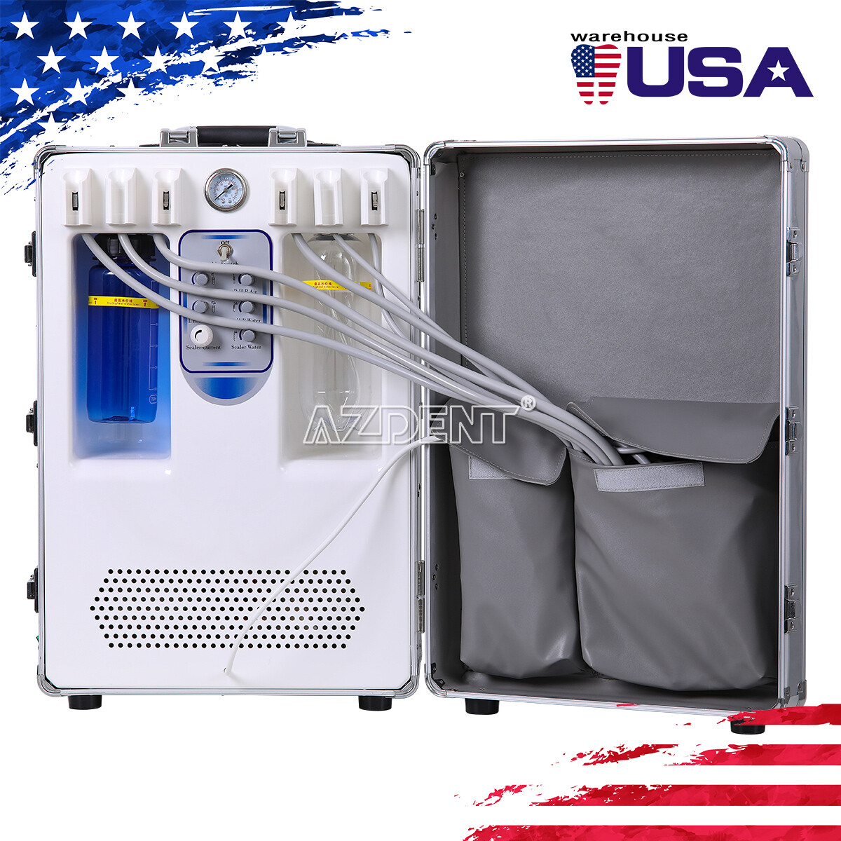 Portable Dental Mobile Delivery Unit+Curing Light+Scaler+Handpiece Kit 4 Hole