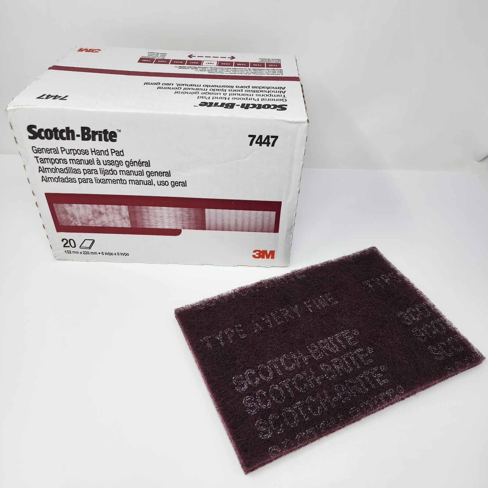 3M 7447 Scotch-Brite General Purpose Hand Pad 6″ x 9″ (20 Pads)