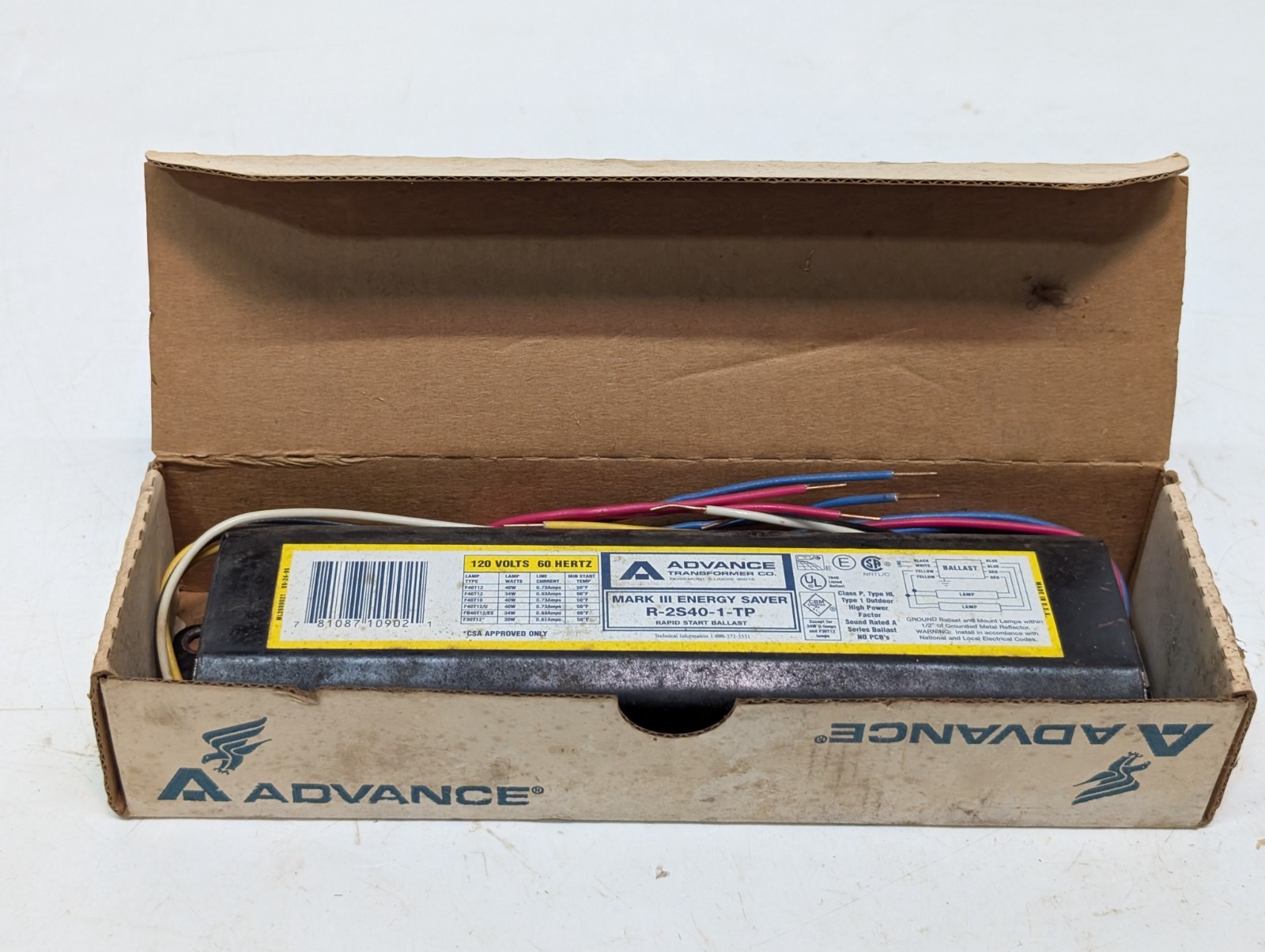 Advance R-2S40-TP Mark III Standard Energy-Saving Ballast 120V, 60Hz Rapid Start