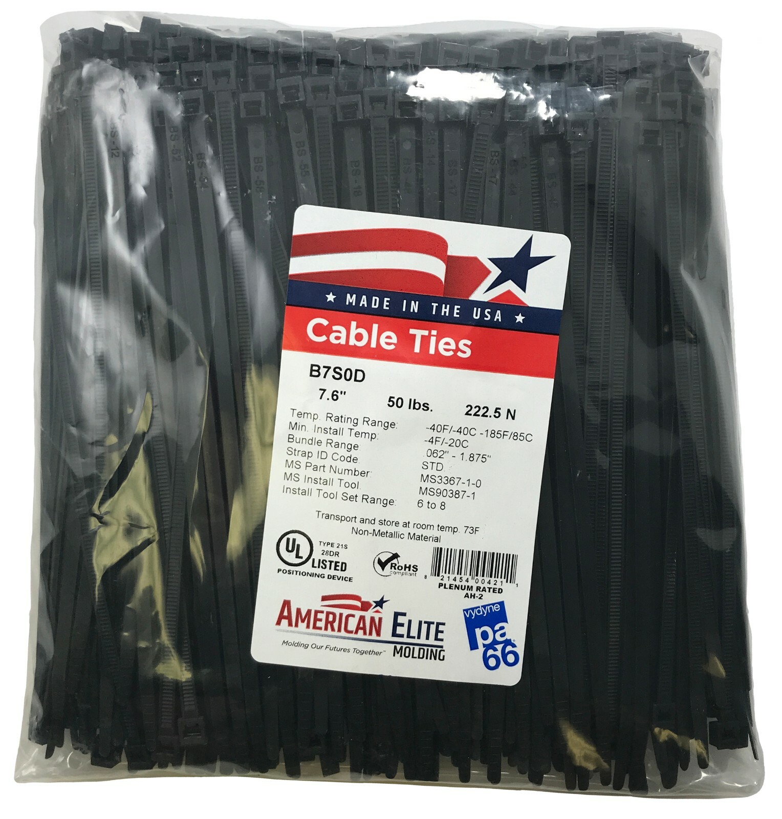 (1000) Black 7″ Inch Nylon Cable Wire Wrap Zip Ties 50 LBS UV Resistant – USA