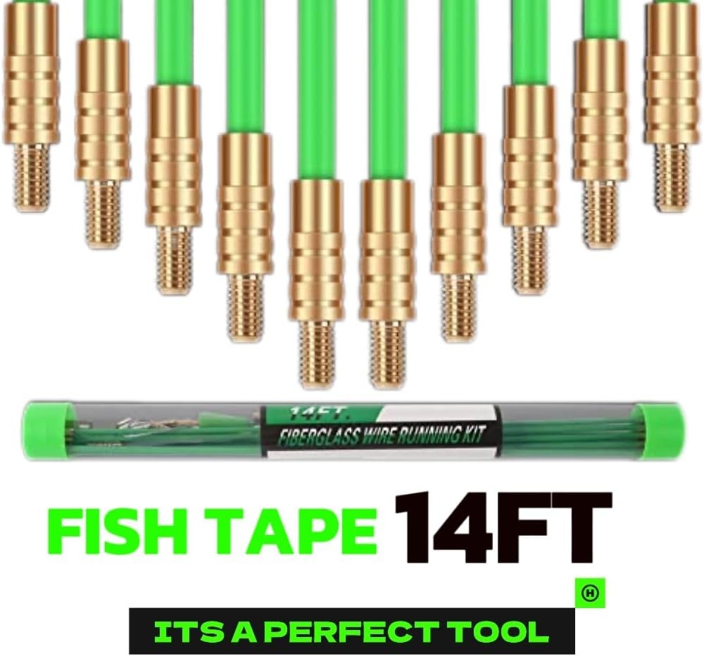 FTIHTRY 14FT Fiberglass Running Electrical Wire Glow Rods Wire Pulling with 8