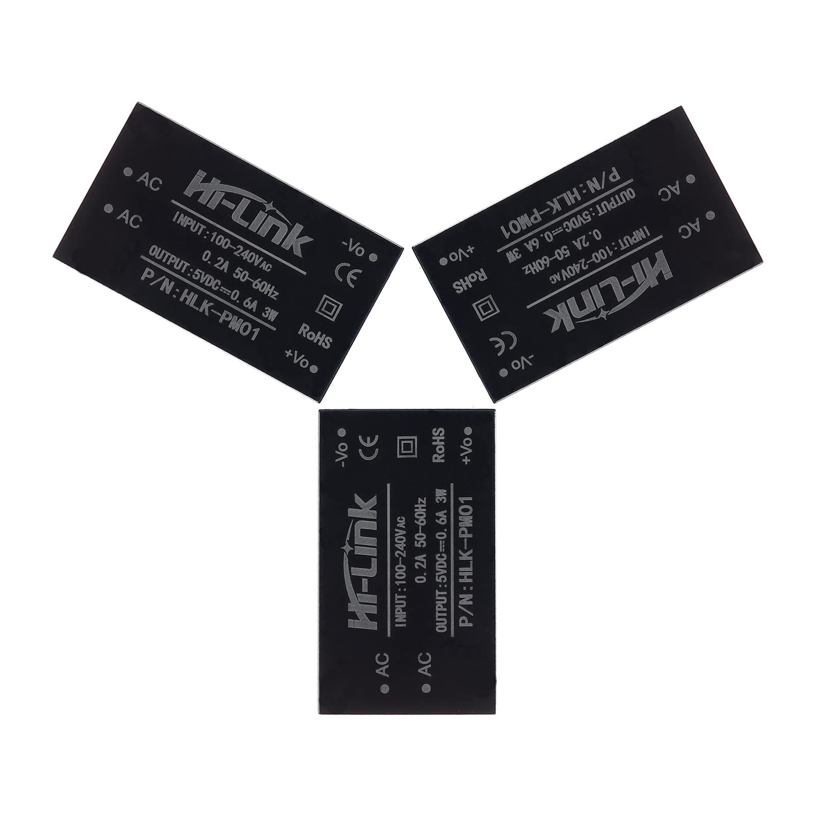 Mini Step-Down AC-DC 220V to 5V 3W Power Supply Module 3 Pack Isolated for DIY
