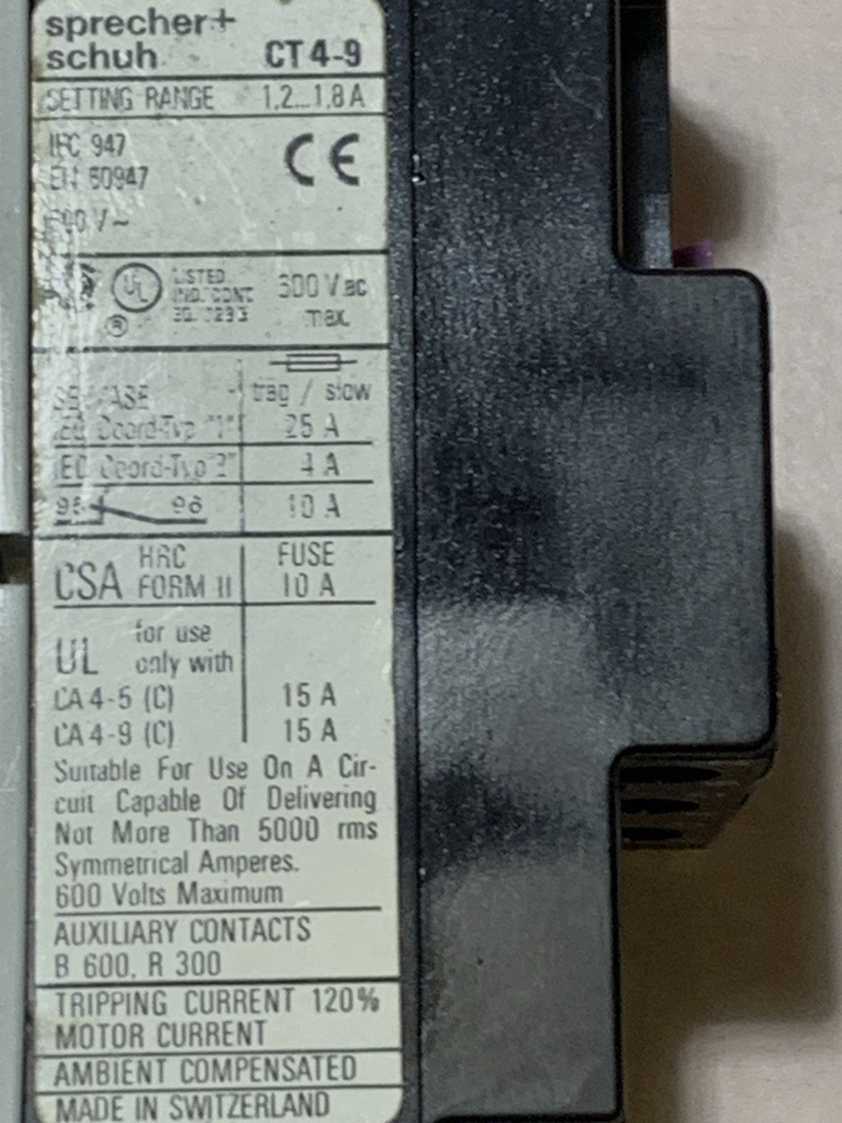 3 IN ONE Sprecher + Schuh CA4-5-10 & CA 4-5 & CT4-9 1.2-1.8A $30.00 + FREE SHIPP