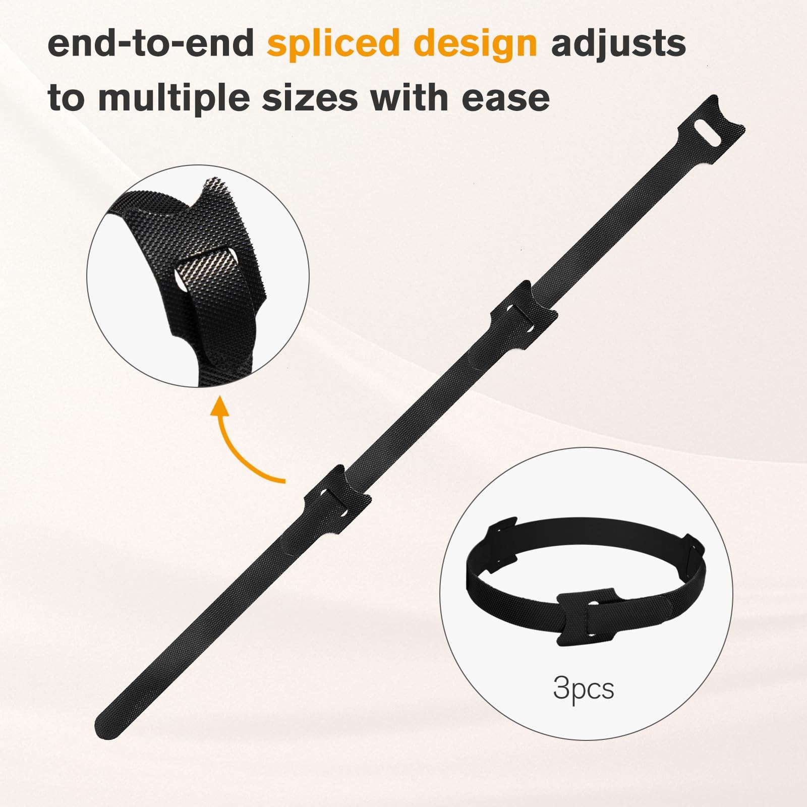 60 PCS Reusable Cable Ties (6 Inch) – Adjustable Hook and Loop Cord Straps, W…
