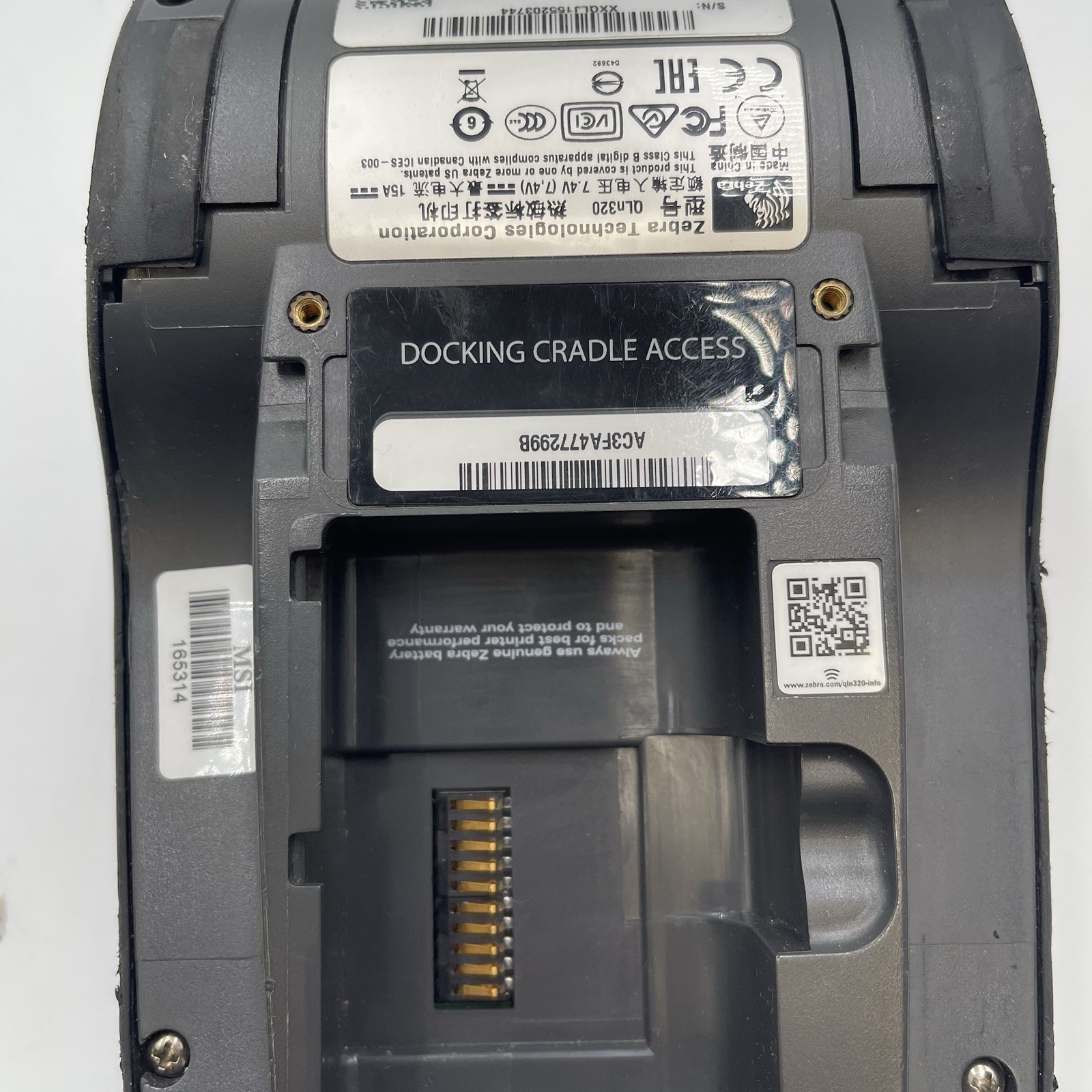 Zebra QLN320 Barcode Printer, WiFi, Bluetooth, Charger, And Battery