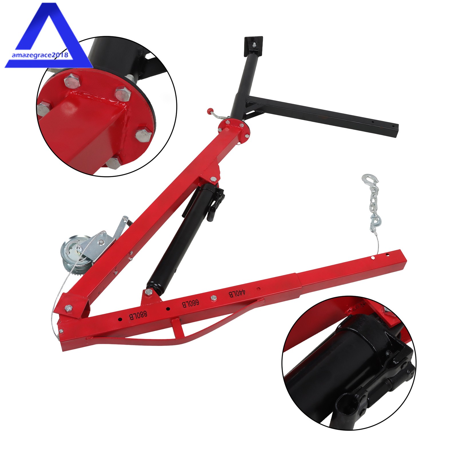 500 LBS Pickup Truck Hydraulic Dock Jib Engine Hoist Crane Mount Lift 2″ Hitch