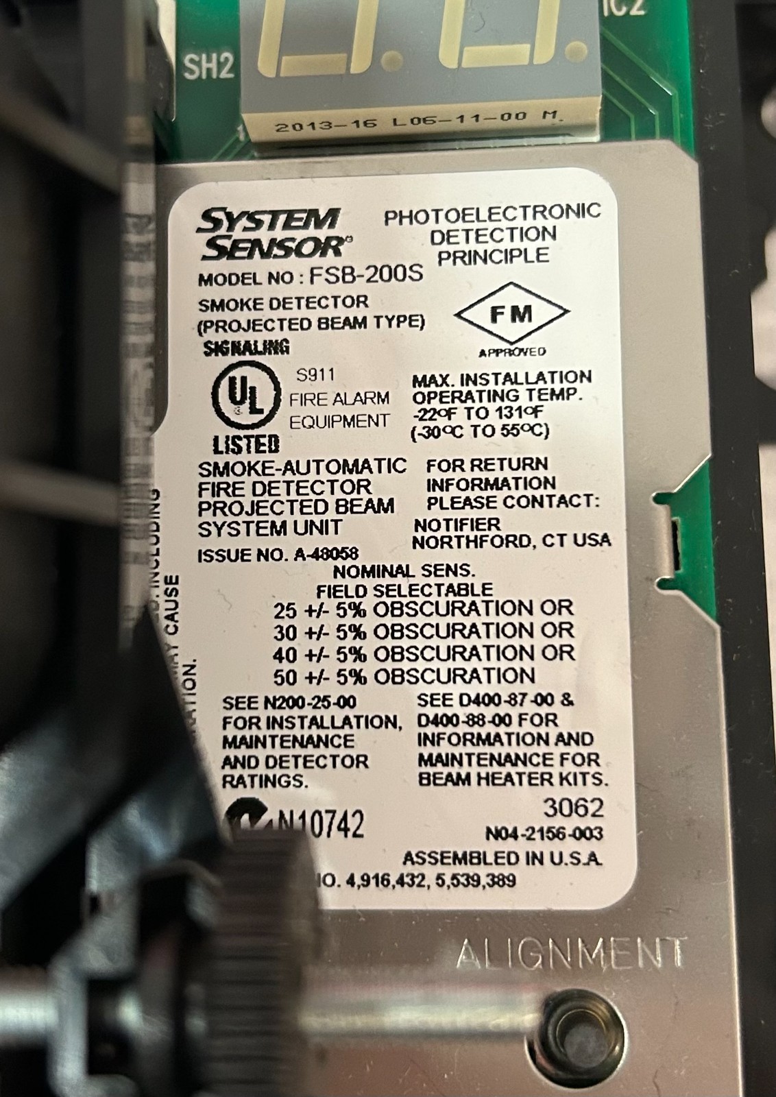 System Sensor FSB-200S Beam Smoke Detector