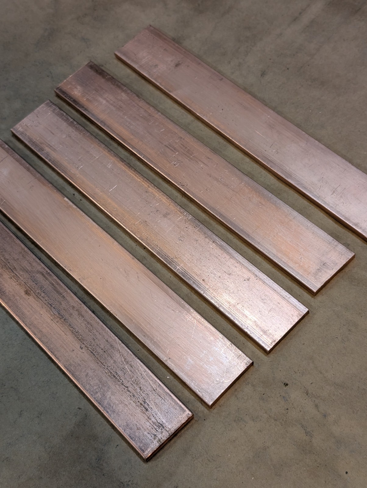 C110 Copper Bus Bar Flat Bar 3/16″ x 1-1/4″ x Over ~8″ Drop Stock – Square Edge