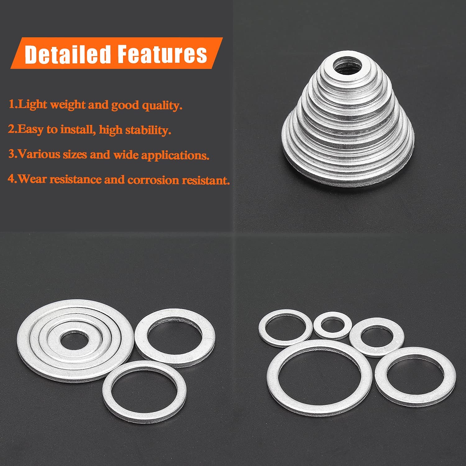 50 Pieces M14x20x1.5mm Automotive Drain Plug Gaskets Oil Crush Washers Alum…