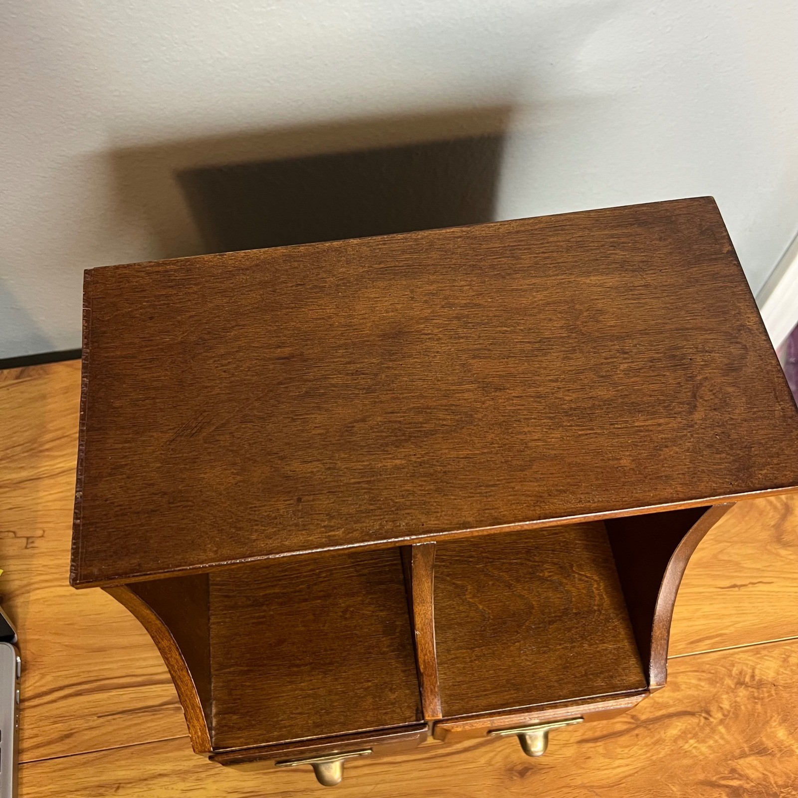 Vintage 2 Drawer Desktop Organizer w/ File Drawers Wooden Library Rustic 10.25″