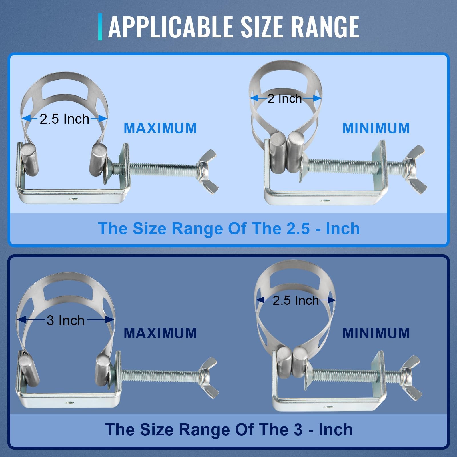 Exhaust Tacking Band Clamp-On Set, 2.5-Inch and 3-Inch, Silver Color