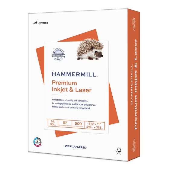 Hammermill Premium Printer Paper, 24lb, 8.5×11, White, 1 Ream (500 Sheets),