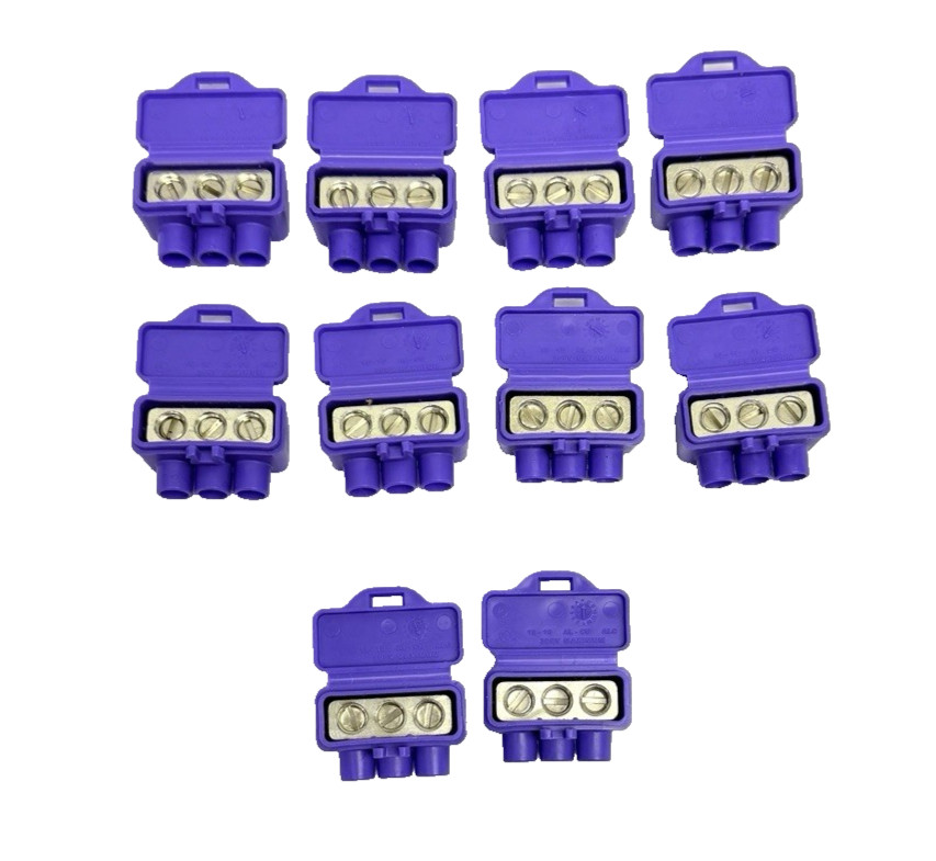 LOT OF 10, ALUMICONN 95145 WIRE CONNECTORS 3-PORT, 18-10, AL-CU