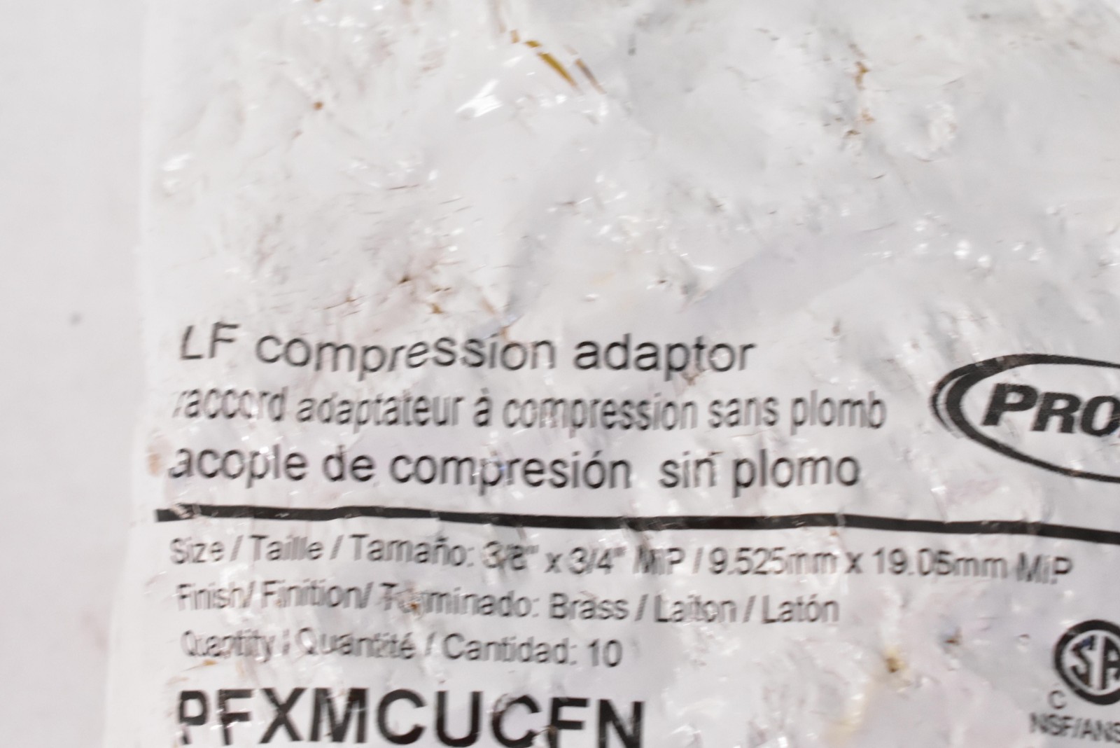 PROFLO LF Compression Adaptor 3/8 X 3/4 MIP Brass Fittings 10 Pack PFXMCUCFN