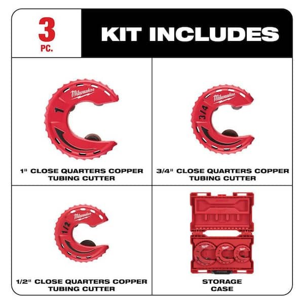 Milwaukee Close Quarters Copper Pipe Cutters 1/2″ 3/4″ 1″ [48-22-4263]