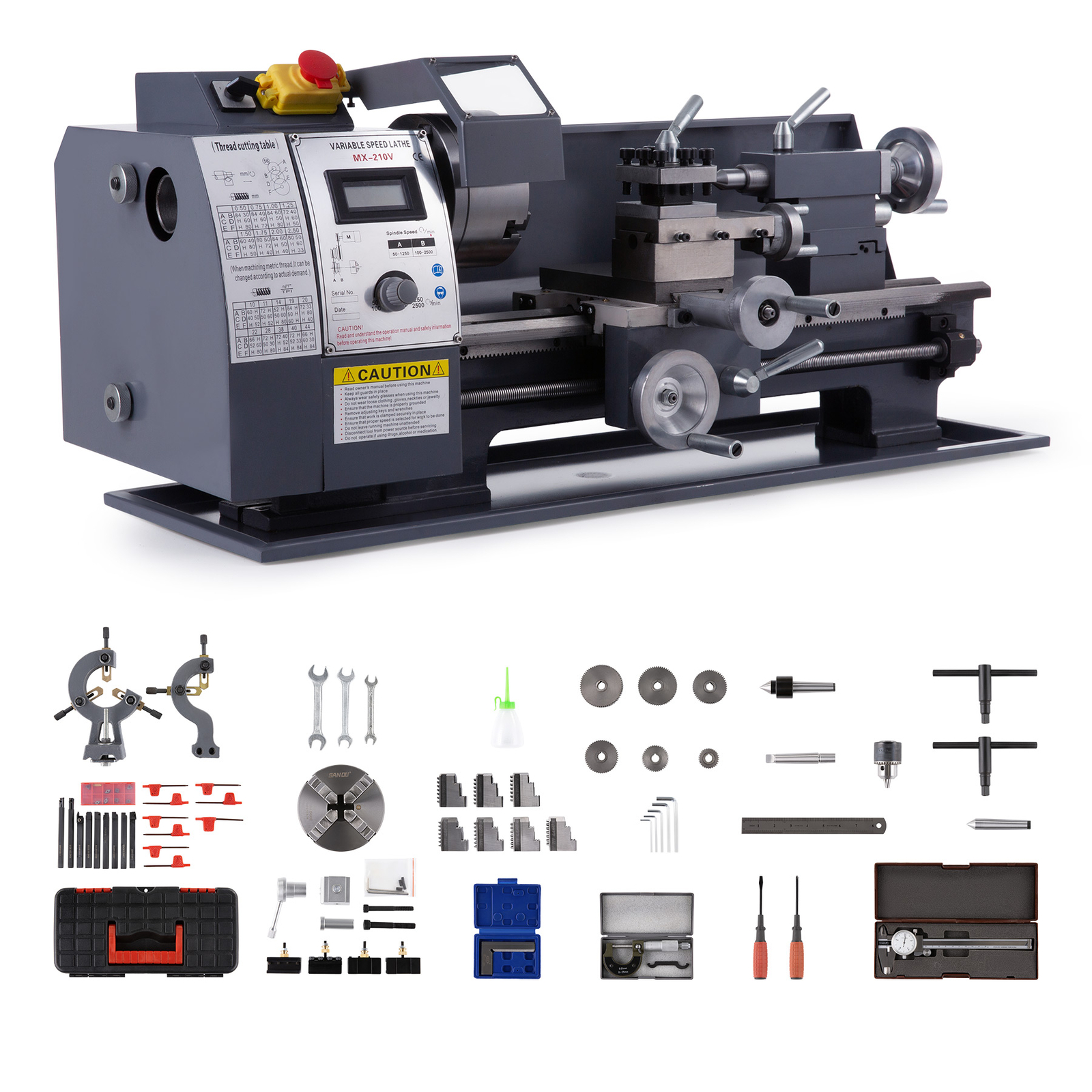 8×16″ Mini Metal Lathe Digital Metal Gear Brushless-Motor Full-Set 1.5HP