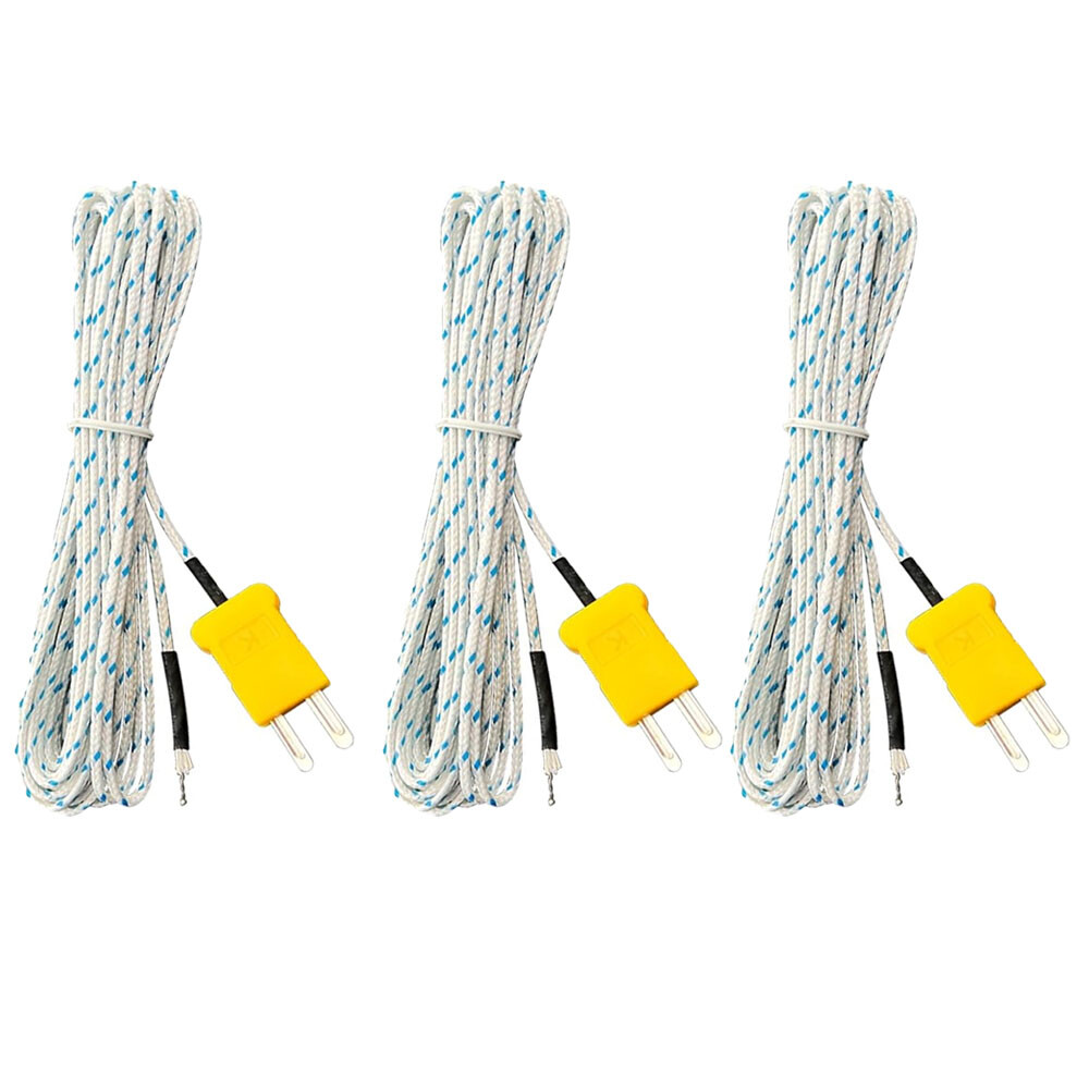 3x K-Type Mini-Connector Thermocouple Temperature Probe Sensor 2M/6.6Ft Cable US