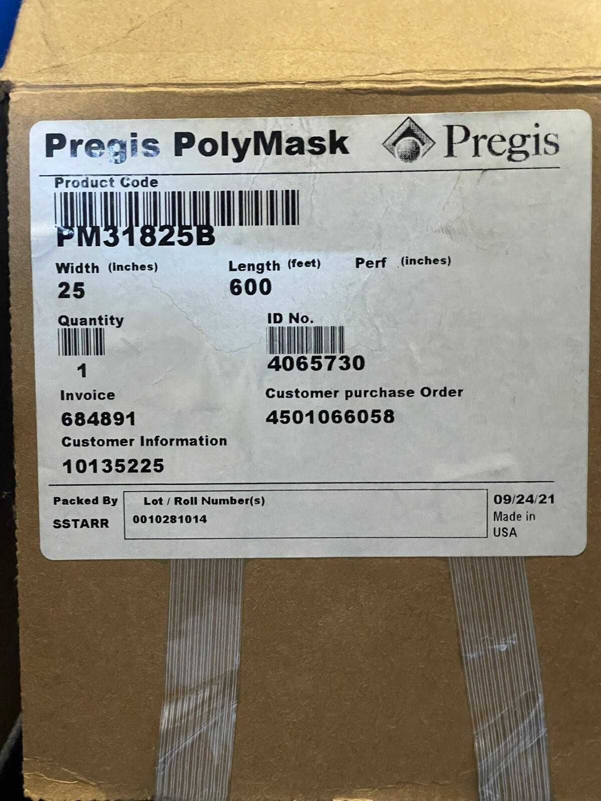 Pregis MP31925B Hard Surface Protection Tape BLUE 25″x600′ floor