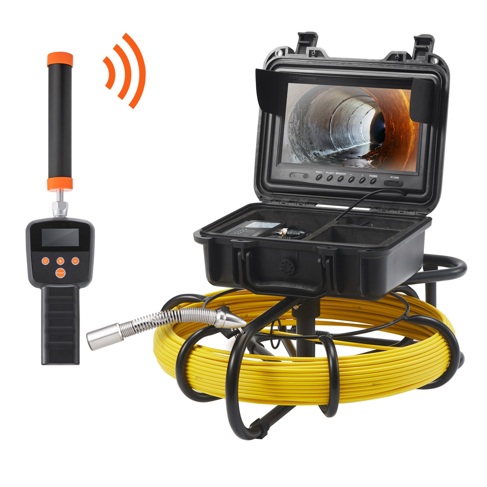 VEVOR Sewer Camera Pipe Inspection Camera w/ 512hz Sonde 9in 720p Screen 164 ft
