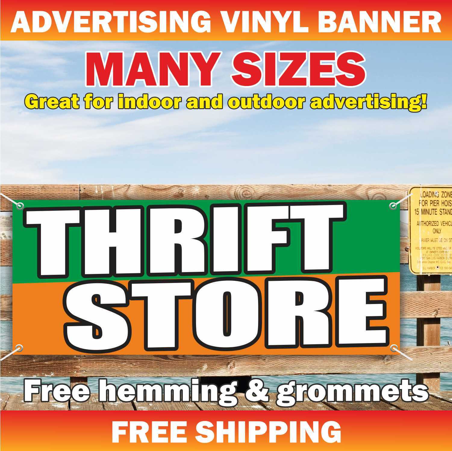 THIFT STORE Advertising Banner Vinyl Mesh Sign Resale Shop Clothes Furniture