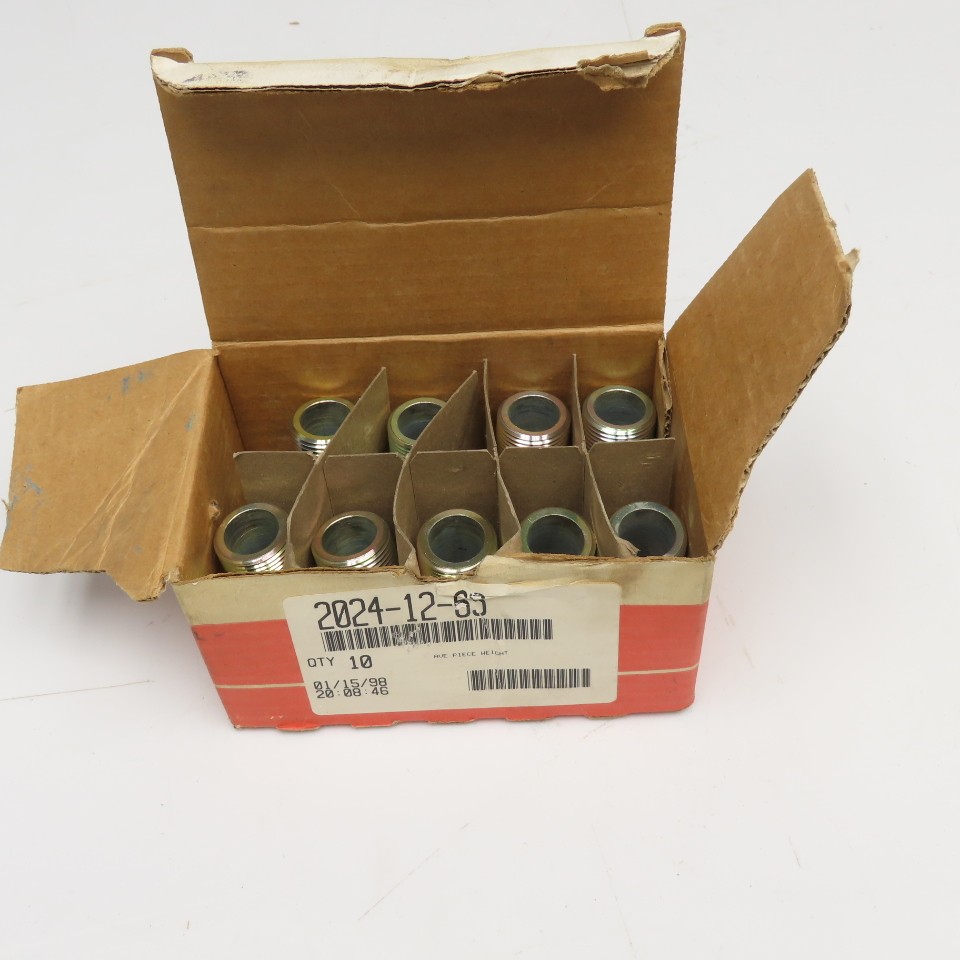 Aeroquip 2024-12-6S 3/8″ (-6) JIC Male x 3/4 (-12) NPTF Male Adaptor Lot Of 9