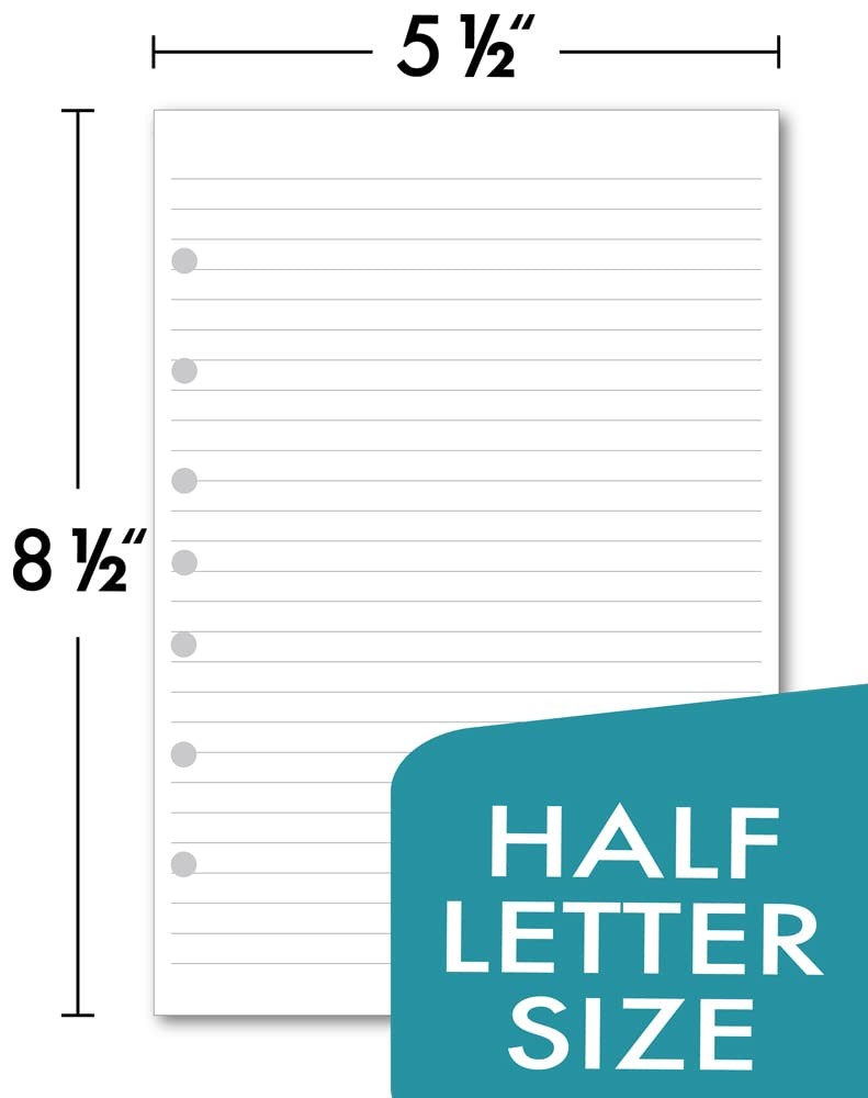 7-Hole Lined Filler Paper Mini Binders College Ruled 5-1/2″ x 8-1/2″ 300 Sheets