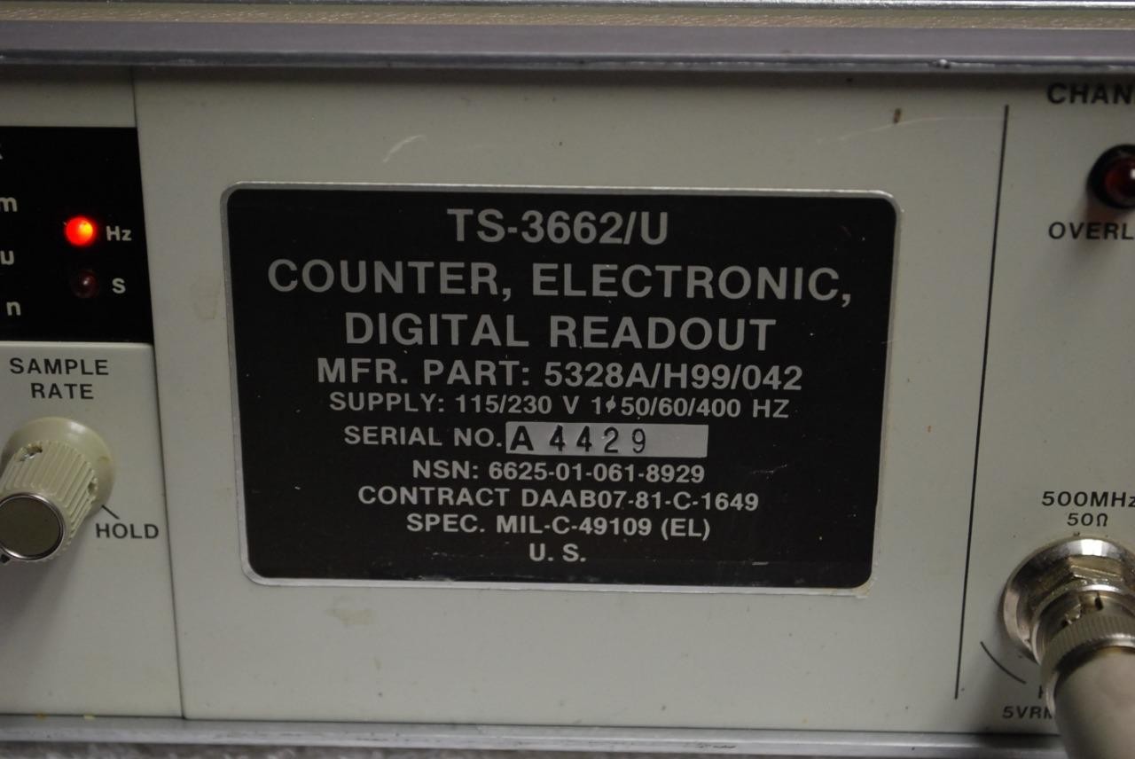 HP 5328A Universal Counter C-Channel 500 MHz Option H99 Opt 011 and 42