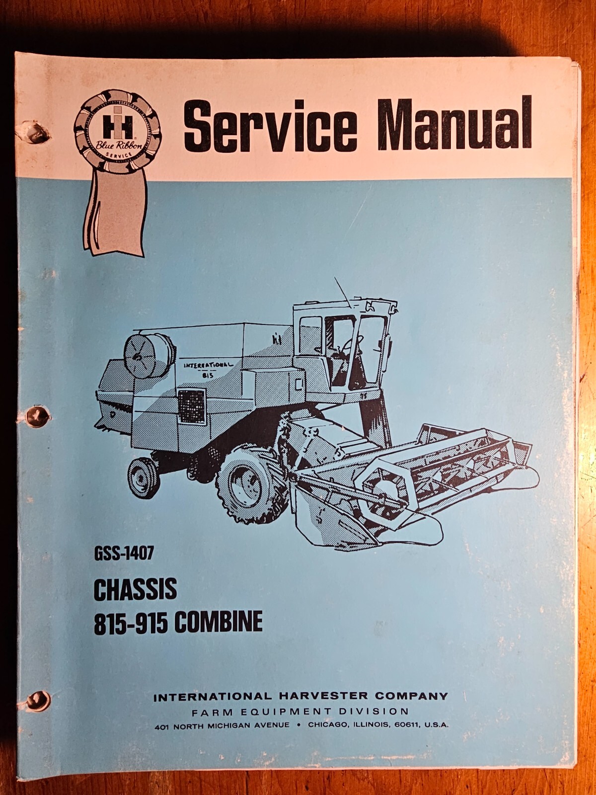 IH International Harvester 815 915 Combine Chassis Manual GSS-1407 1/71 to Rev4