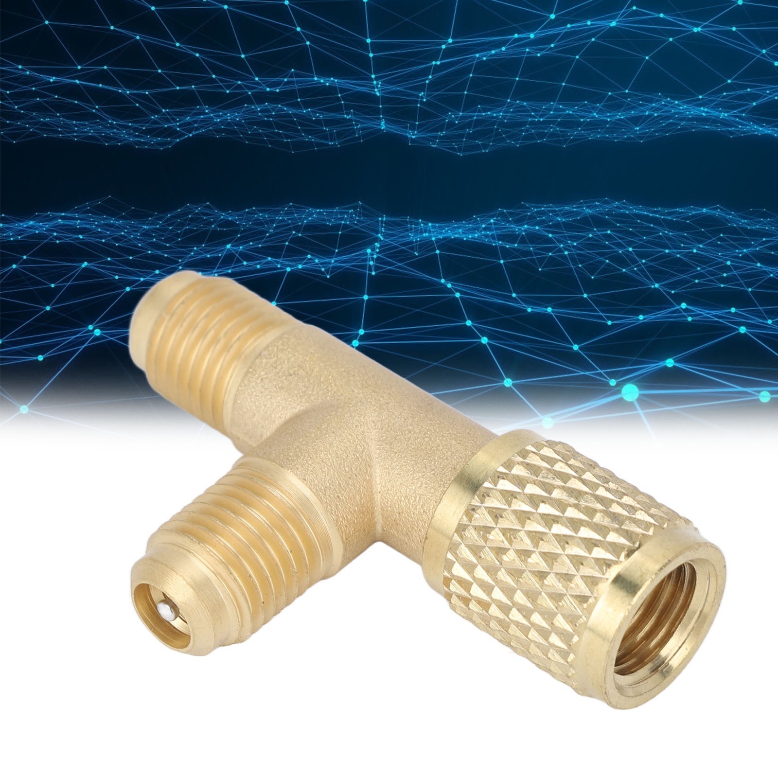 Quick Coupler Tee Adapter With Valve Core Brass 1/4in SAE Sturdy Structure