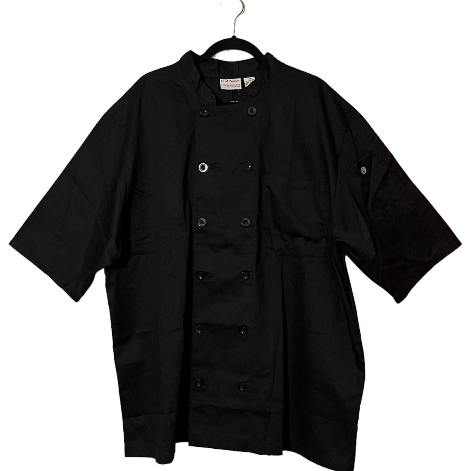 Chef Works chef’s jacket short sleeve adult men’s size 2XL black coat unisex