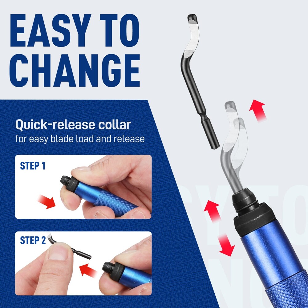 Deburring Tool 360° Rotary Head Deburring Tool 11 High Speed Steel Swivel Blades