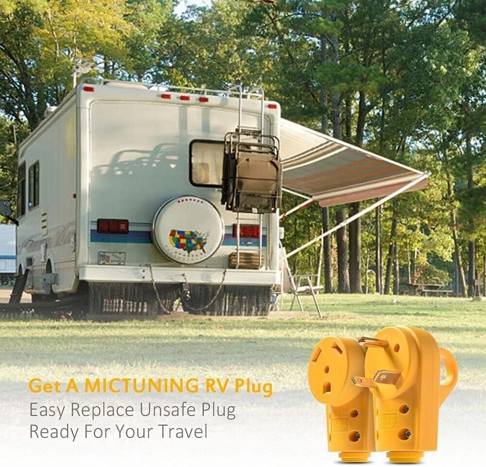 30 Amp RV Plug Male and Female Plug Set Yellow Camper Plug Electrical 125V