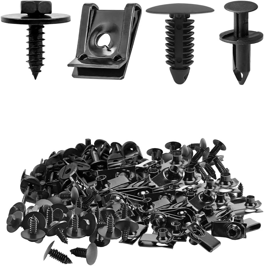 M4.2 Universal Fender Liner Screw U Nut Kit, 120PCS Nylon Engine Splash Shield H