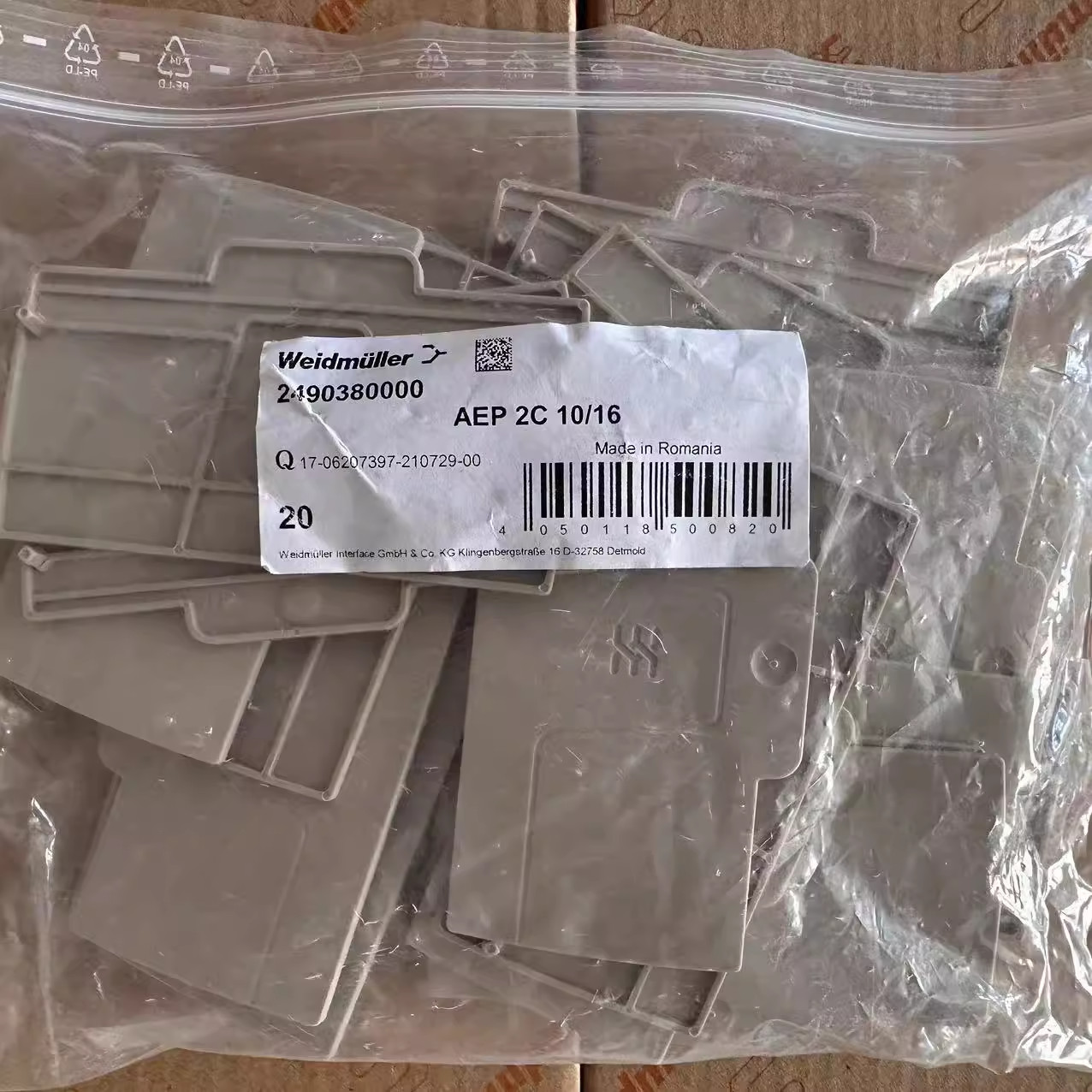20 PCS/BAG Weidmuller AEP 2C 10/16 2490380000 Terminal baffle
