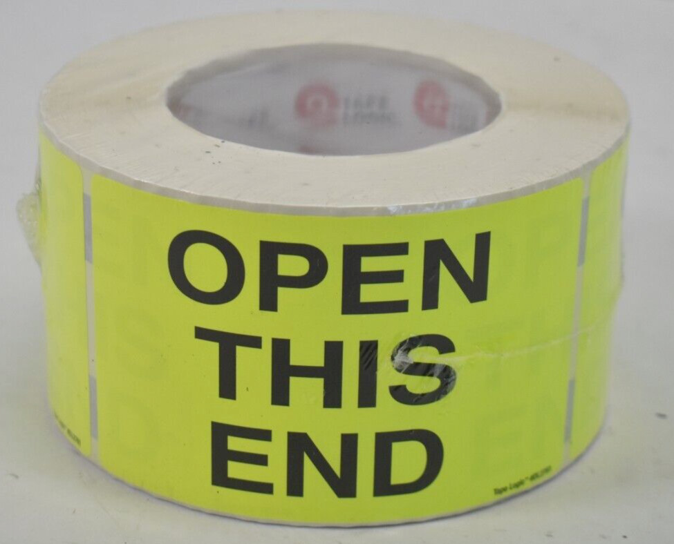 Tape Logic Open This End Labels 3″ x 5″ 500 Roll Fluorescent Yellow DL2761