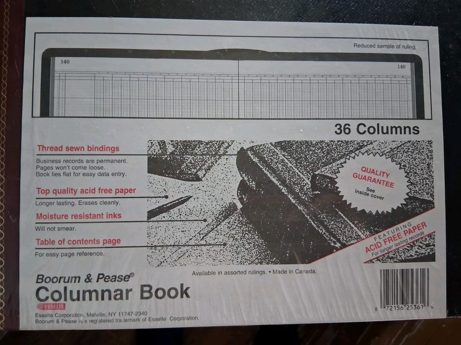 Pair (2) Boorum & Pease Columnar Book 36 Column Black Cover, 150 Pages (2515036)