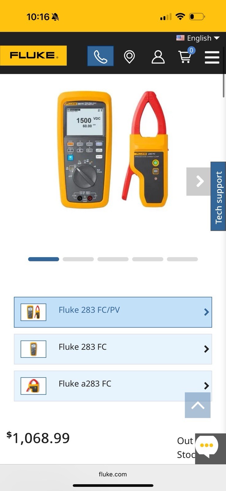 FLUKE 283 FC/PV SOLAR DIGITAL MULTIMETER & WIRELESS CURRENT CLAMP MFD-2025