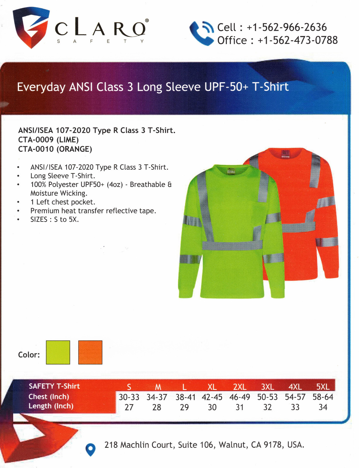 4 Pack Everyday ANSI Class 3 Long Sleeve UPF-50+ T-Shirt