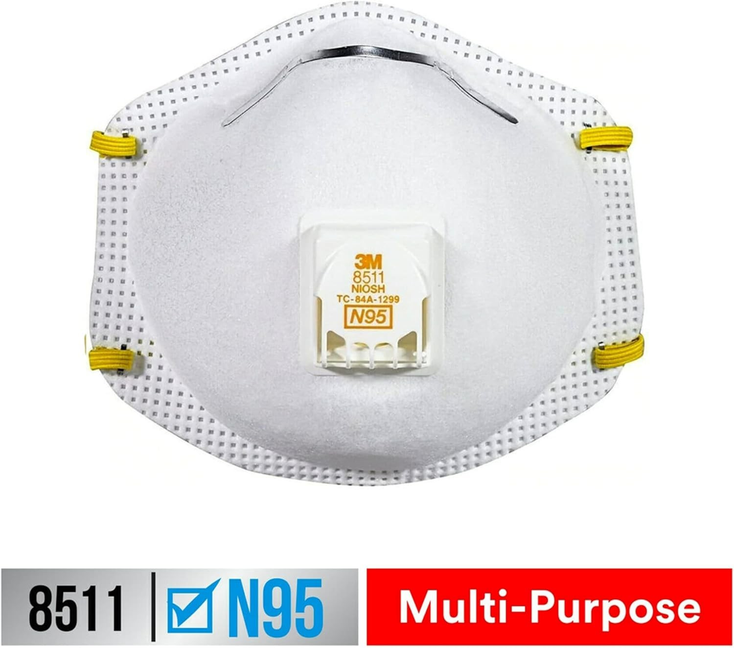 3M N95 Respirator 8511, 10 Pack, NIOSH-APPROVED N95, Features 10 White