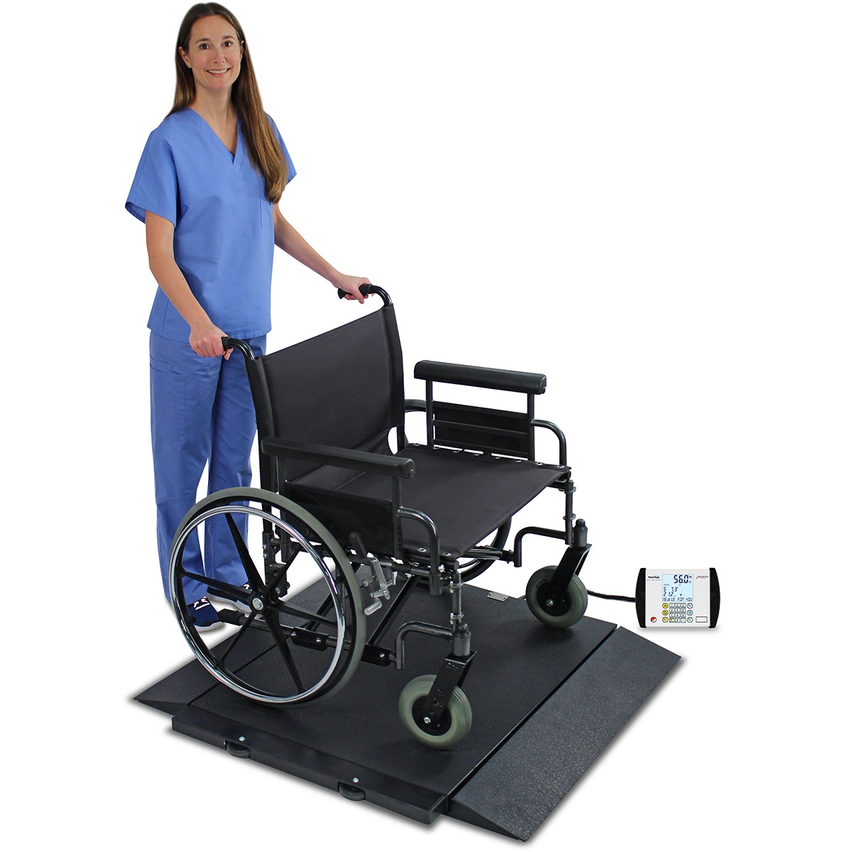 Detecto BRW1000 Portable Wheelchair Scale 1000lb x 0.2lb BMI WiFi AC Adapter